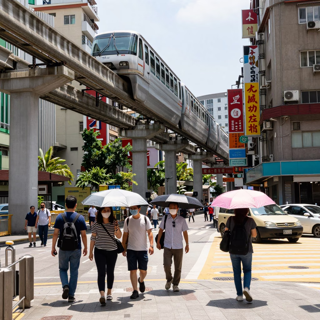 Street Scene in Taipei at Midday Light in in Taipei, Taiwan