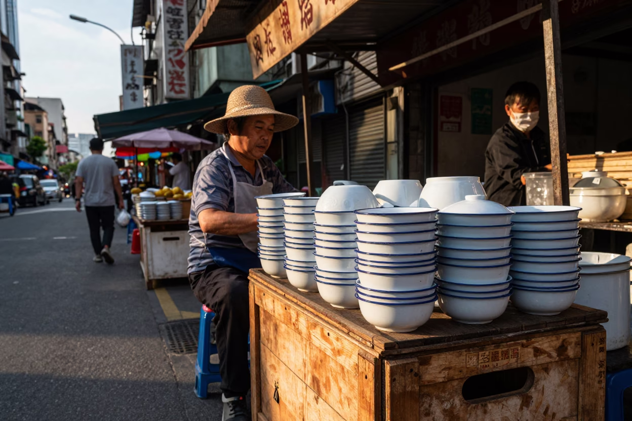 Street Scene in Taipei at The Late Afternoon Light in in Taipei, Taiwan