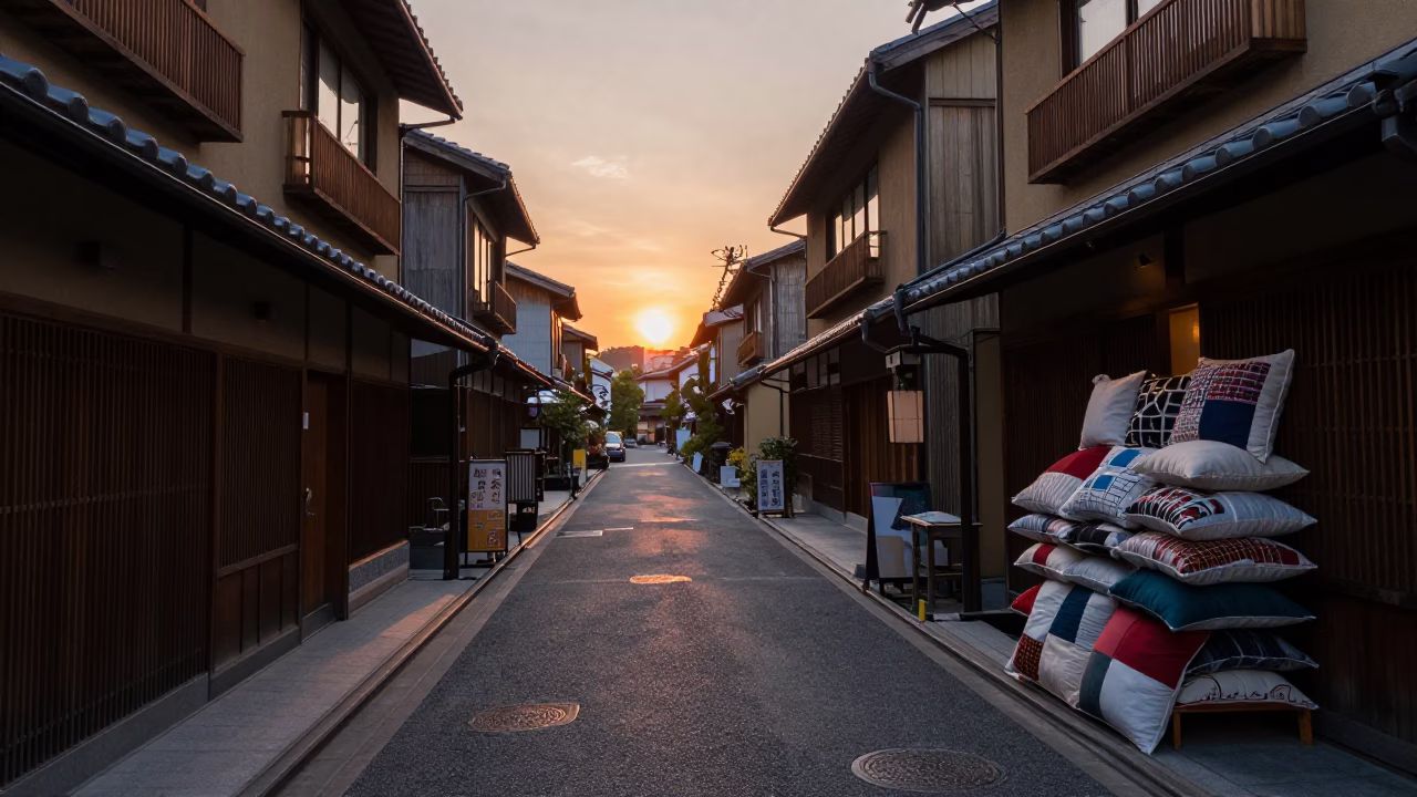 Street Scene in Tokyo at As The Sun Drops Toward The Horizon in in Tokyo, Japan
