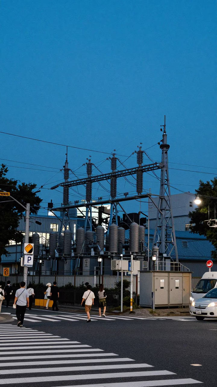Street Scene in Tokyo at Blue Hour in in Tokyo, Japan