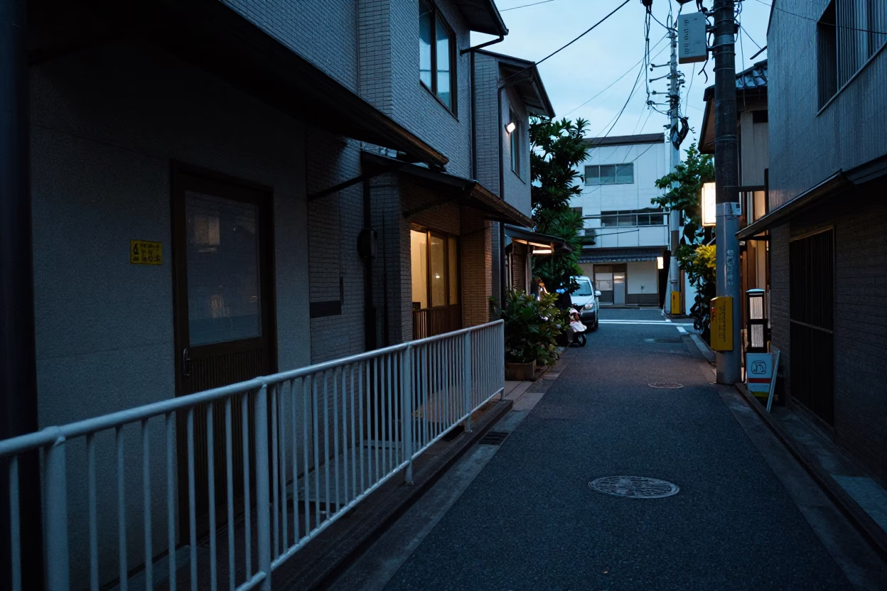 Street Scene in Tokyo at Blue Hour in in Tokyo, Japan