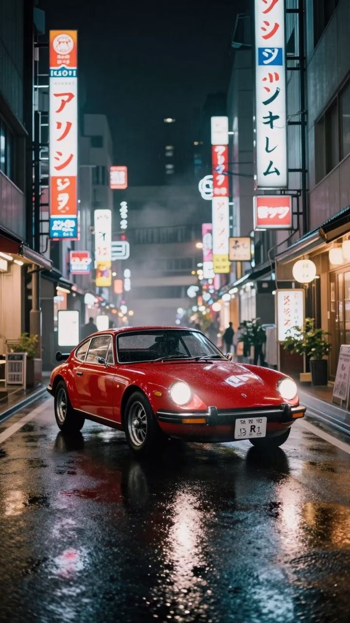 Street Scene in Tokyo at Deep In The Night Light in in Tokyo, Japan