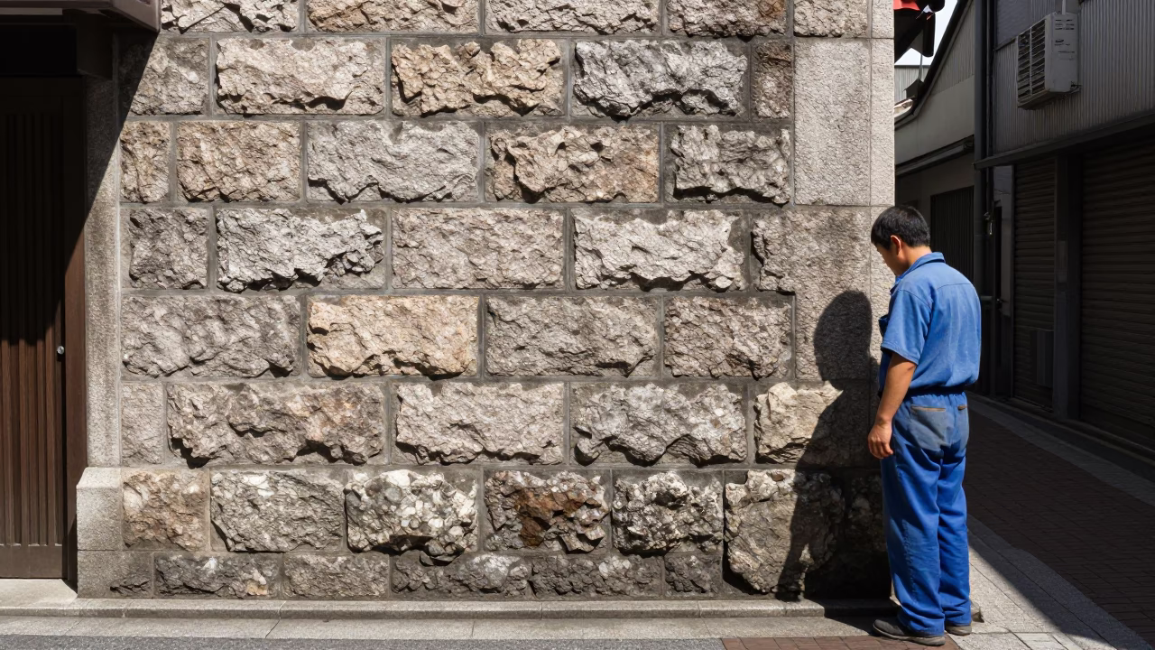 Street Scene in Tokyo at Flat Noon Light in in Tokyo, Japan