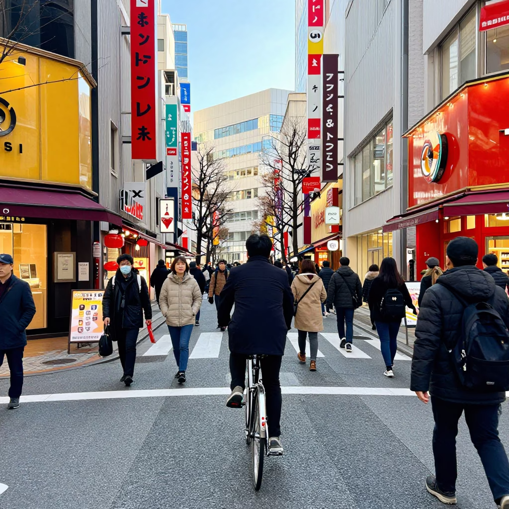 Street Scene in Tokyo at Noon Light in in Tokyo, Japan