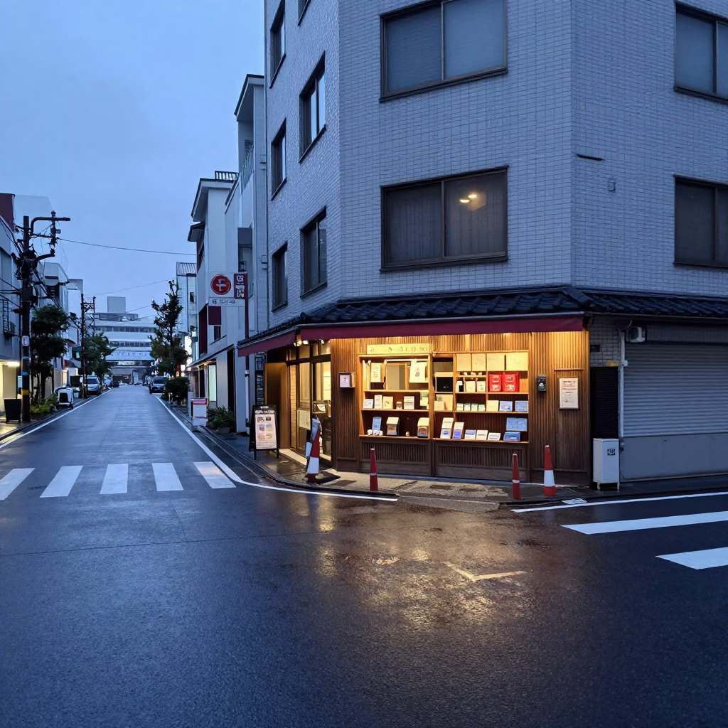 Street Scene in Tokyo at Sunrise Light in in Tokyo, Japan