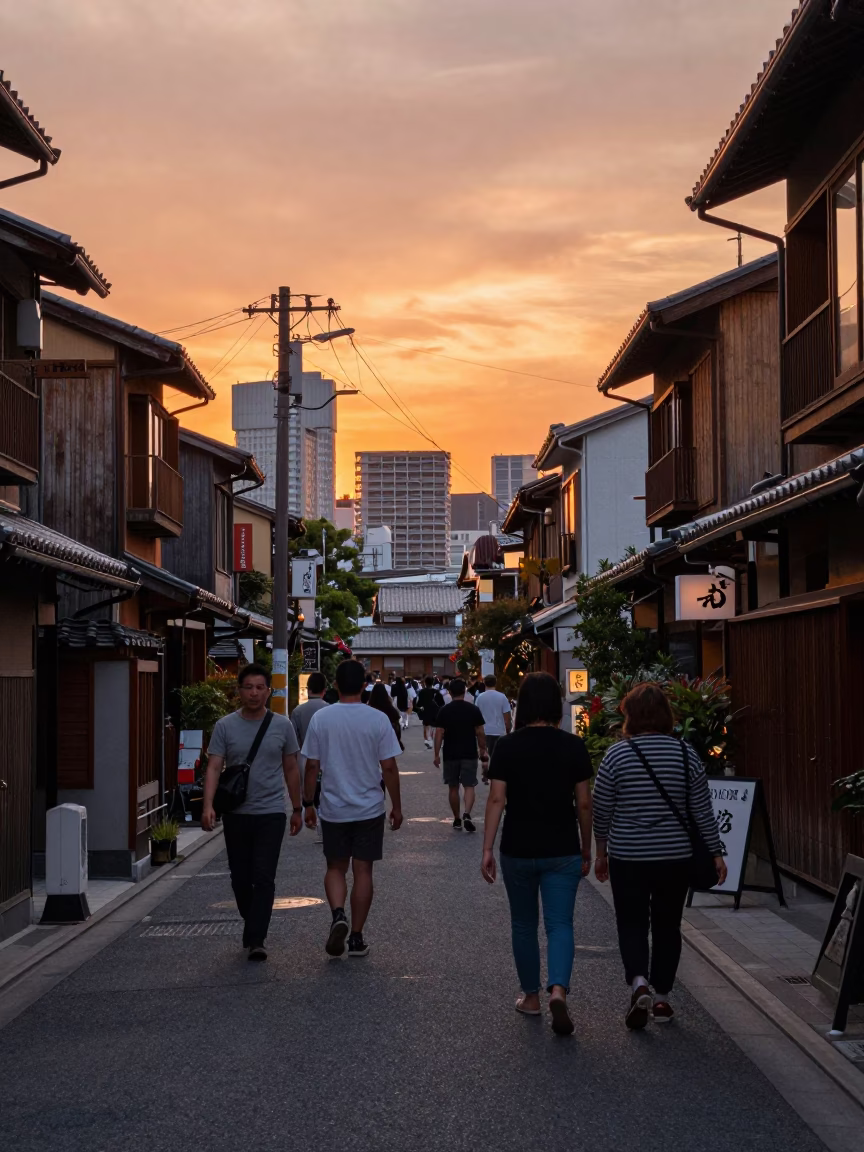 Street Scene in Tokyo at Sunset Light in in Tokyo, Japan