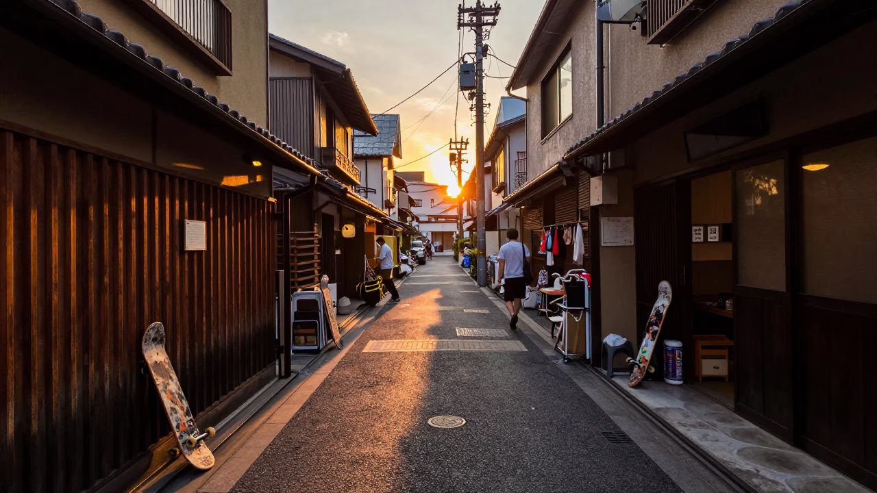 Street Scene in Tokyo at Sunset Light in in Tokyo, Japan