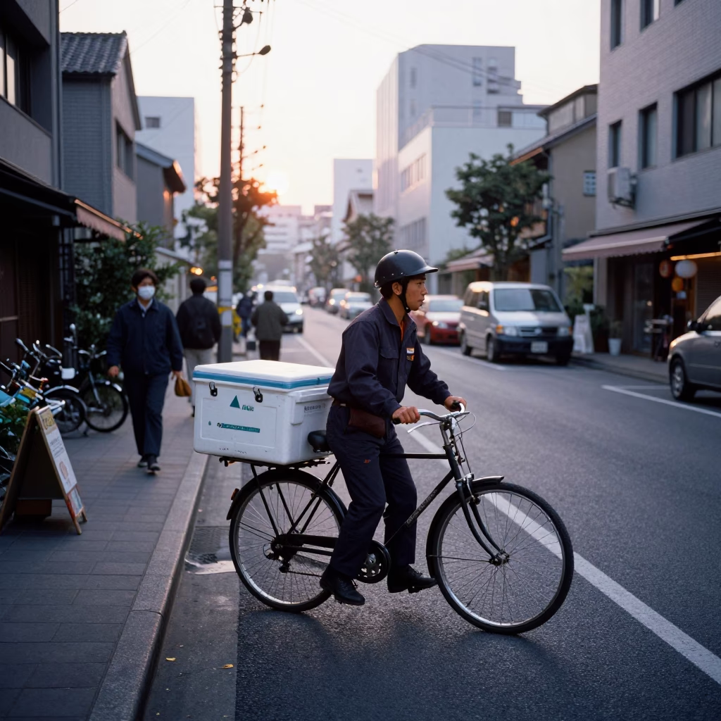 Street Scene in Tokyo at The Early Morning Light in in Tokyo, Japan