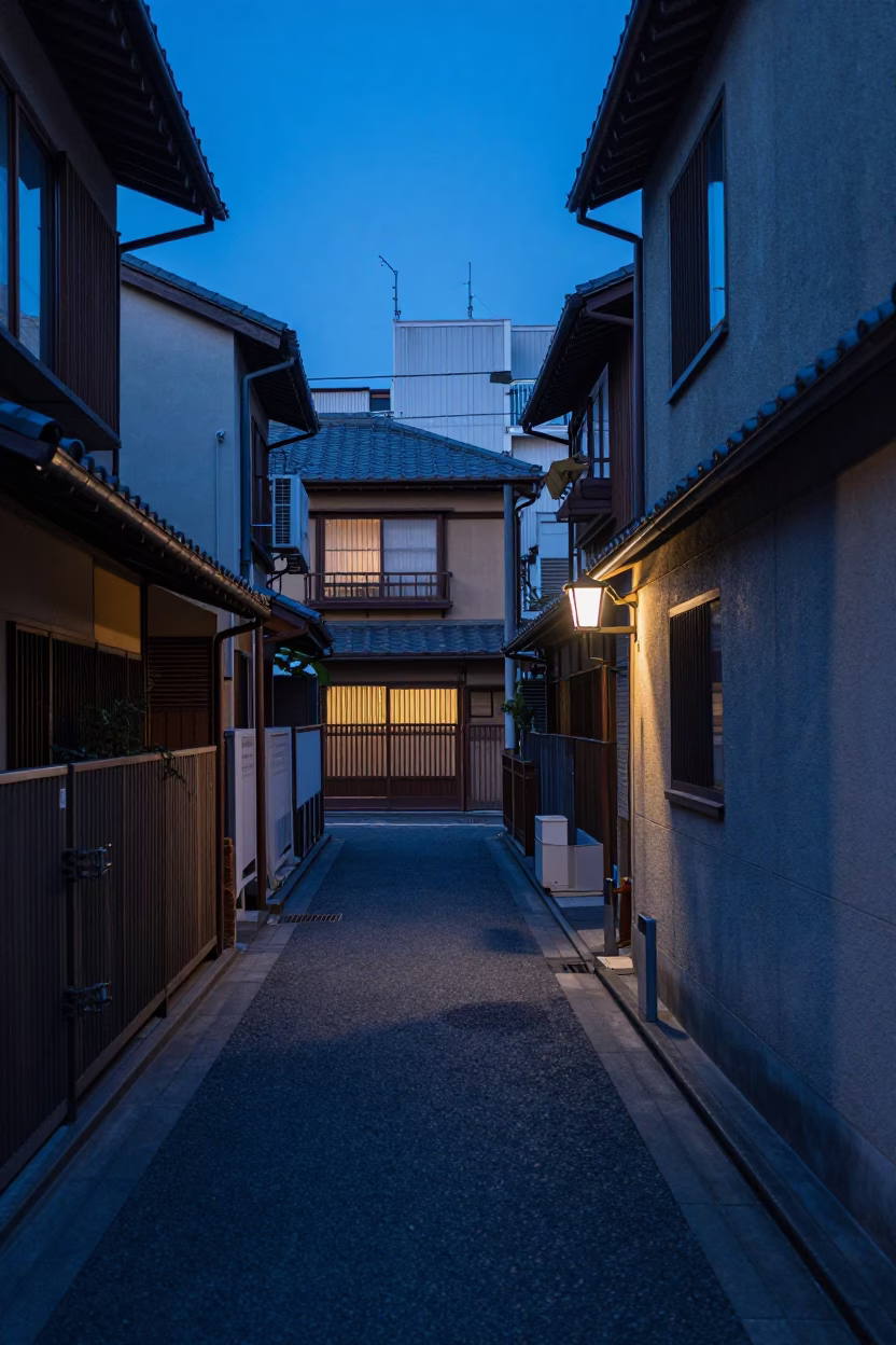 Street Scene in Tokyo at The Last Blue Light Of Evening in in Tokyo, Japan