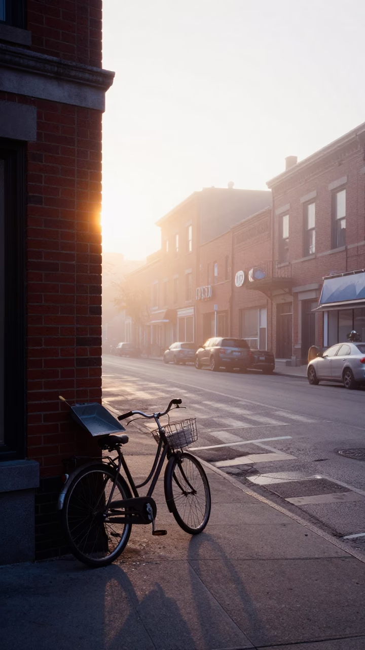 Street Scene in Toronto at Dawn Light in in Toronto, Ontario, Canada