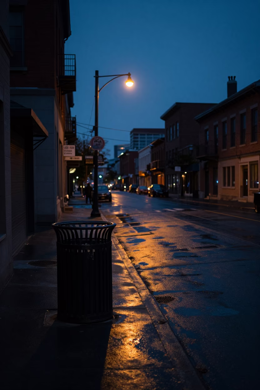 Street Scene in Toronto at The Predawn Darkness Light in in Toronto, Ontario, Canada