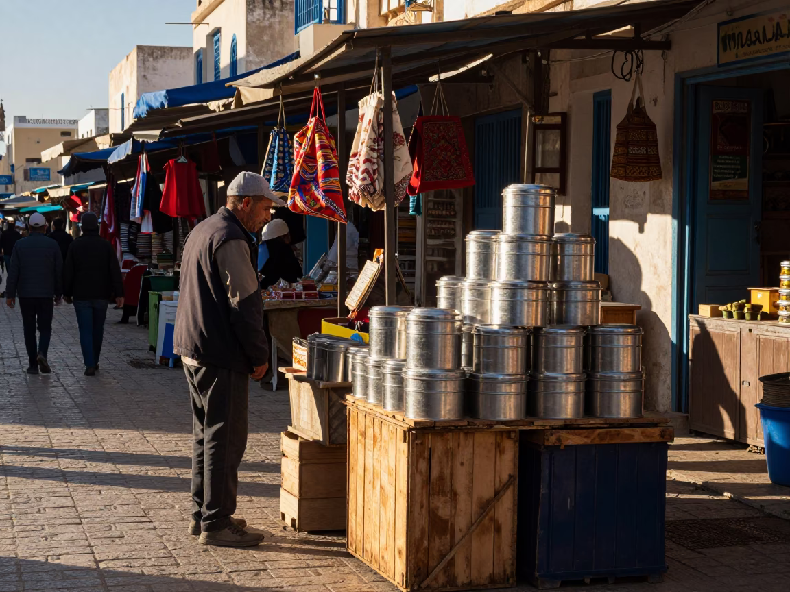 Street Scene in Tunis at Clear Late-afternoon Light in in Tunis, Tunisia