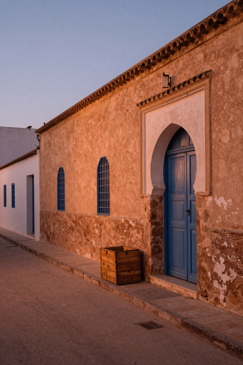 Street Scene in Tunis at Copper-toned Light Before Dusk in in Tunis, Tunisia