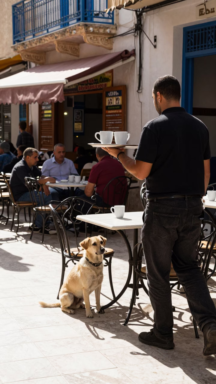 Street Scene in Tunis at The Late Morning Light in in Tunis, Tunisia