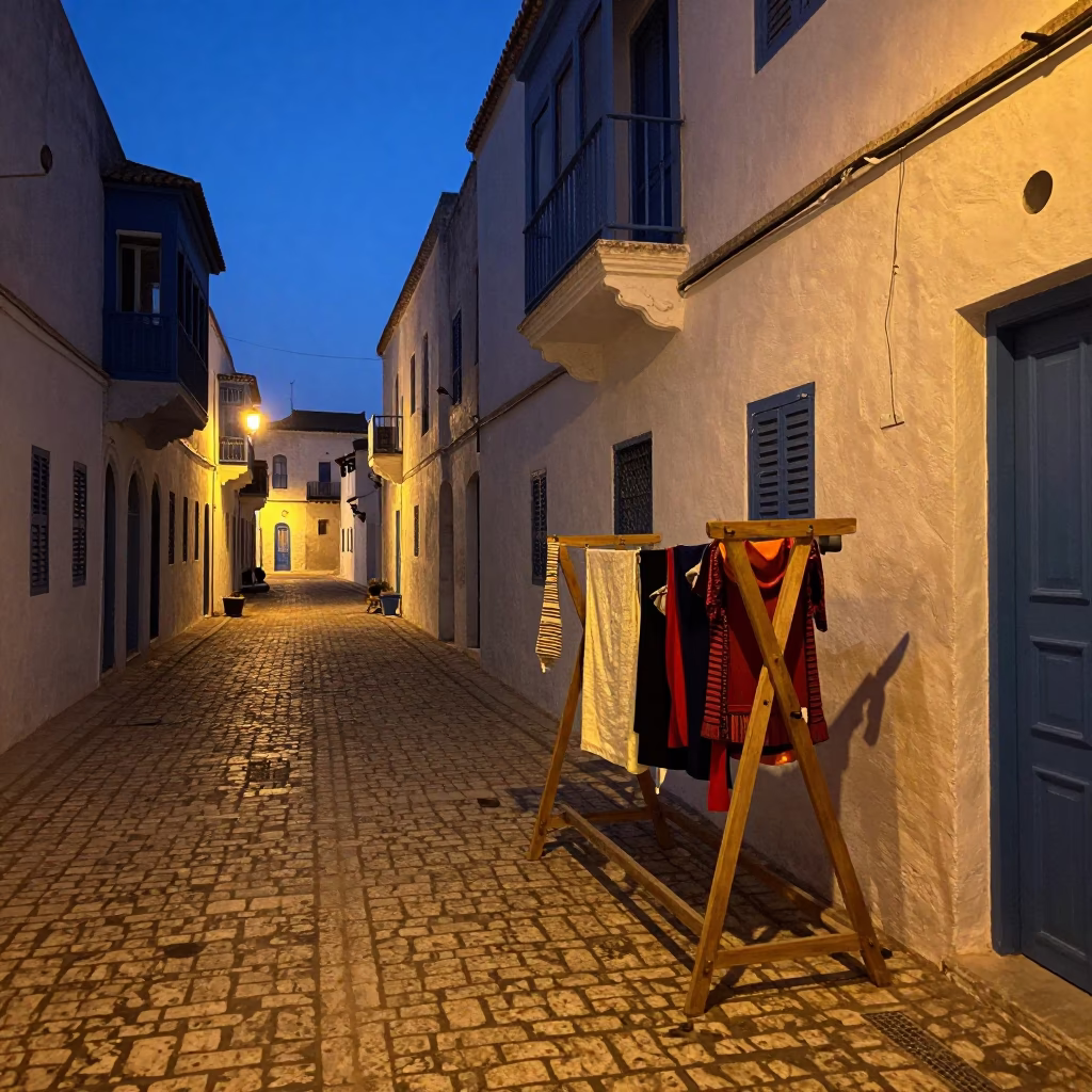 Street Scene in Tunis at Twilight in in Tunis, Tunisia