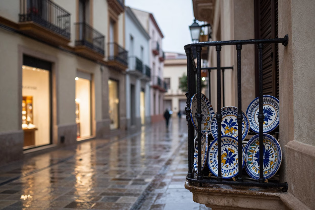 Street Scene in Valencia at Dusk Light in in Valencia, Spain
