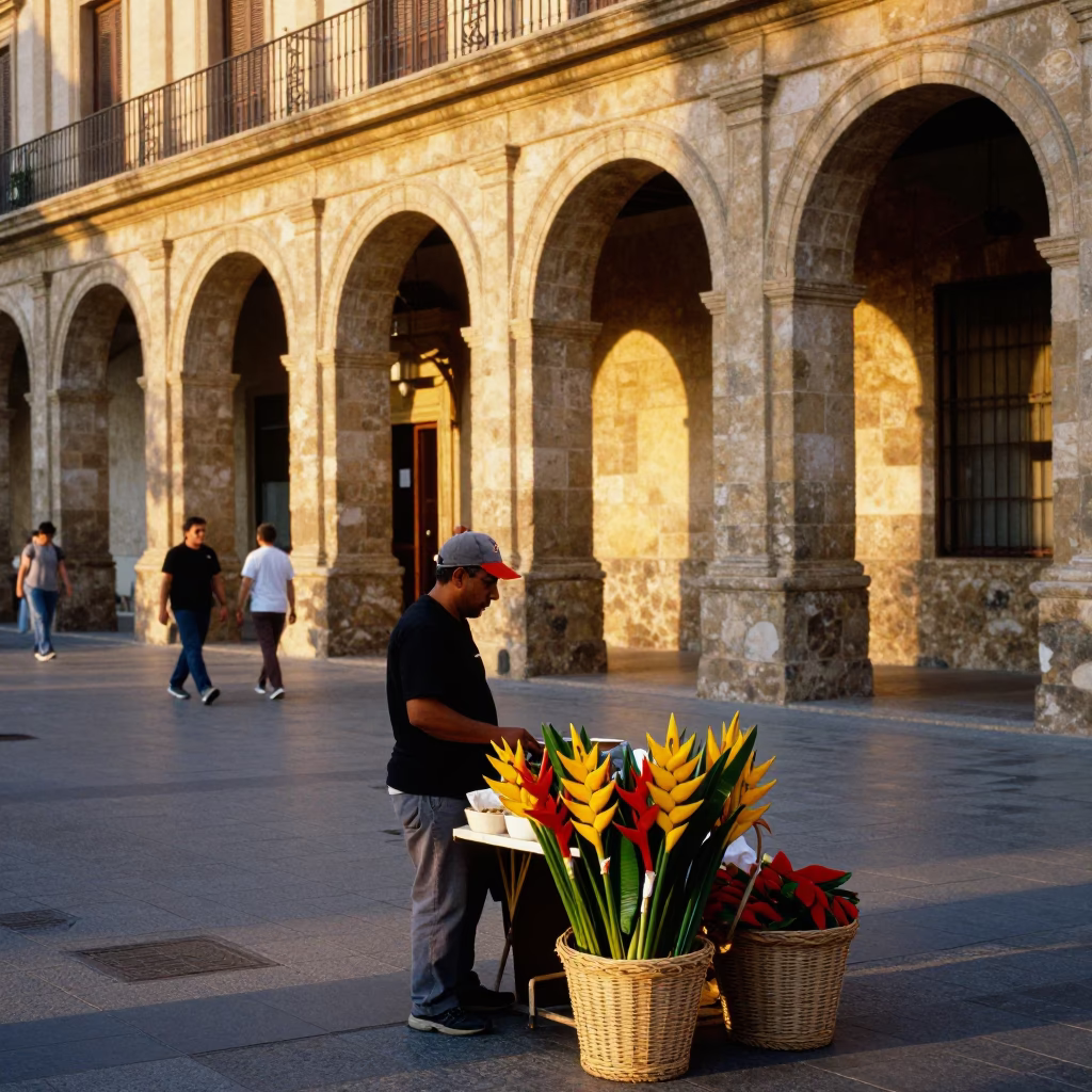 Street Scene in Valencia at Golden Hour in in Valencia, Spain