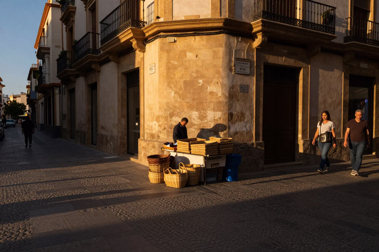 Street Scene in Valencia at Golden Hour in in Valencia, Spain