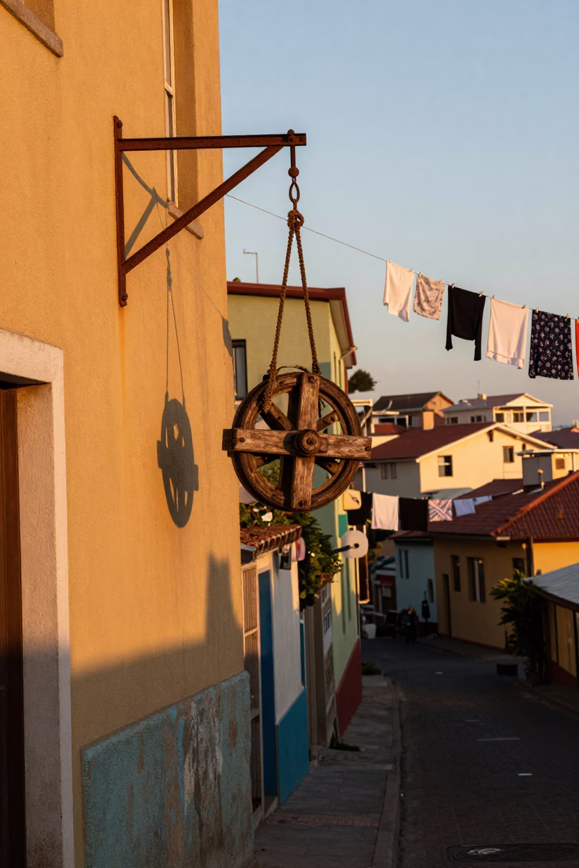 Street Scene in Valparaiso at Honeyed Evening Light in in Valparaiso, Chile