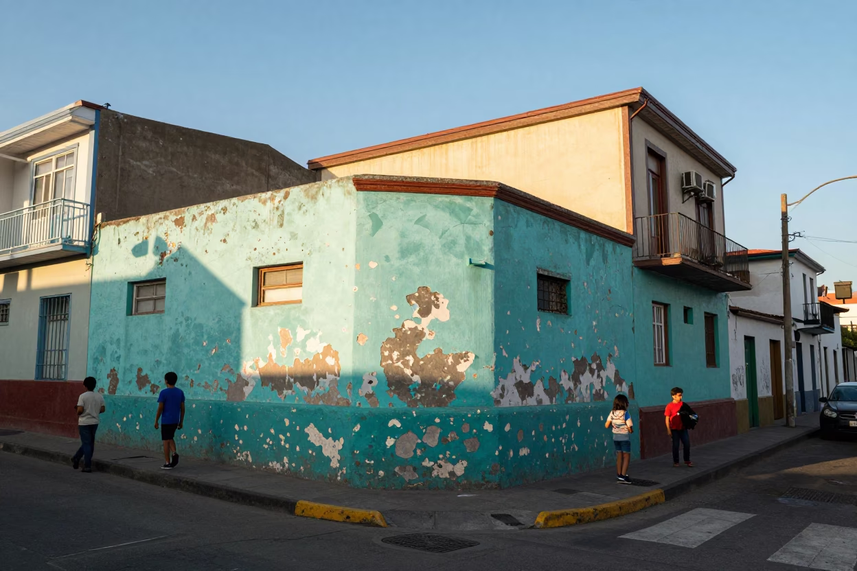 Street Scene in Valparaiso at The Early Afternoon Light in in Valparaiso, Chile
