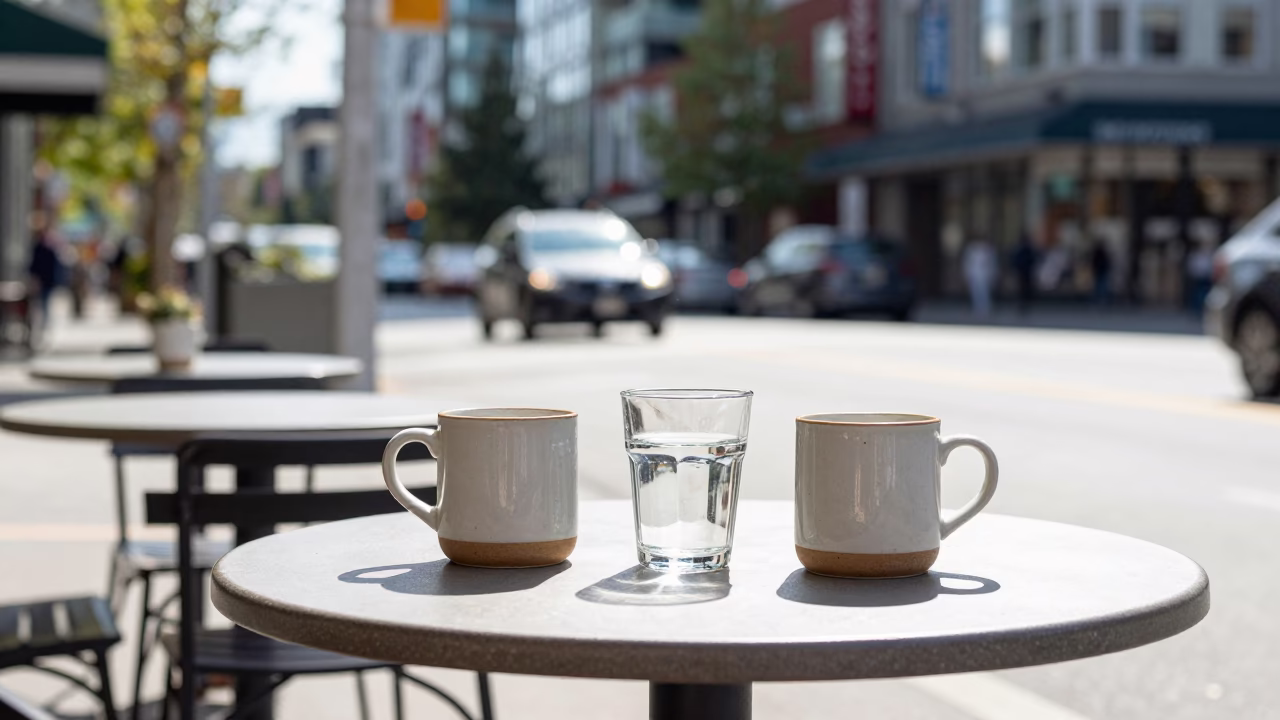 Street Scene in Vancouver at Bright Midmorning Light in in Vancouver, British Columbia, Canada
