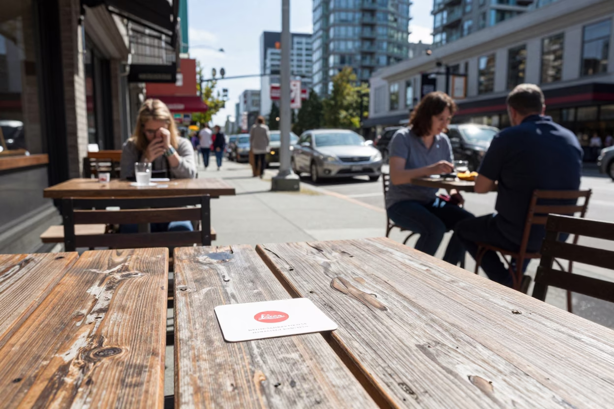 Street Scene in Vancouver at Bright Midmorning Light in in Vancouver, British Columbia, Canada