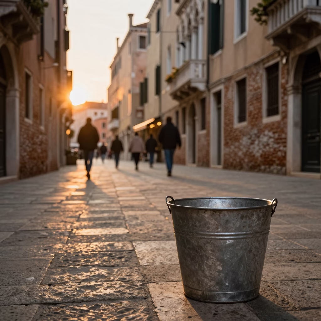 Street Scene in Venice at Honeyed Evening Light in in Venice, Italy