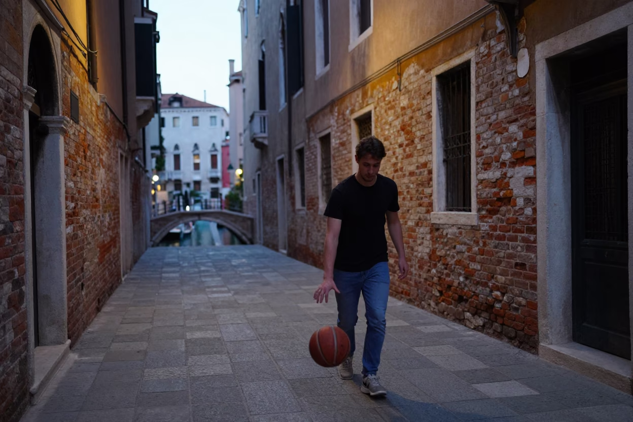 Street Scene in Venice at The Early Evening Light in in Venice, Italy
