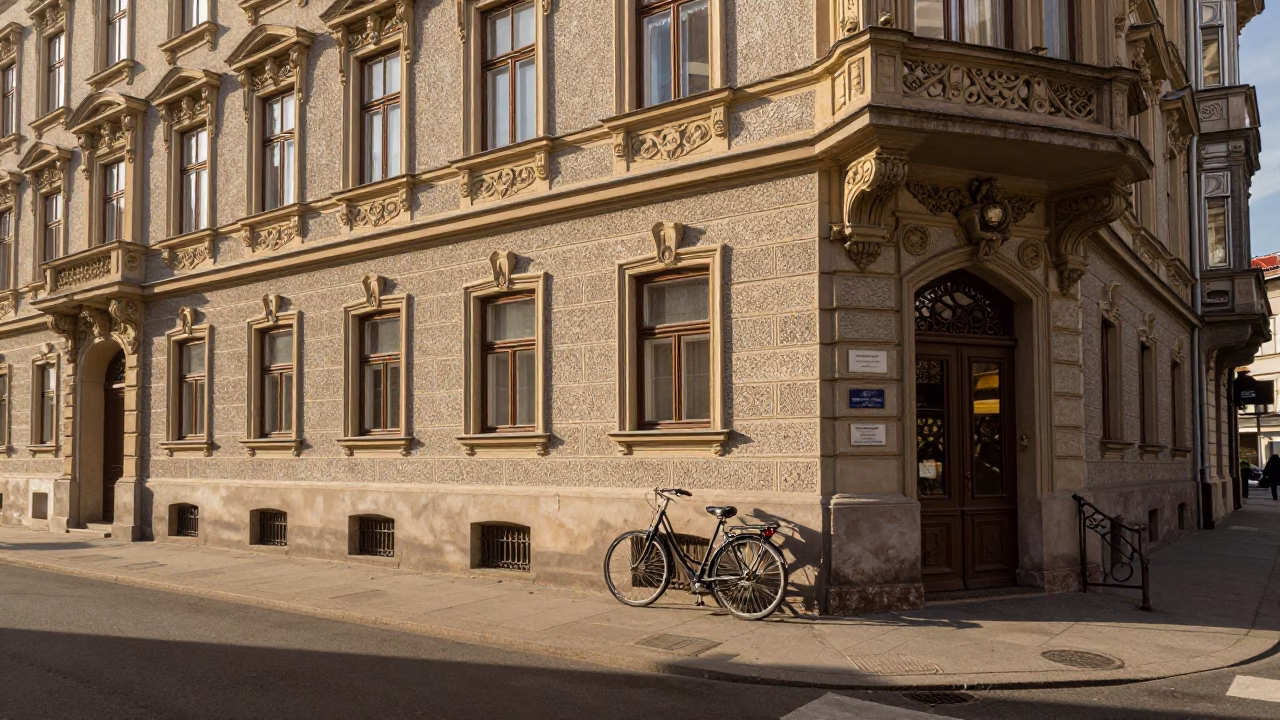 Street Scene in Vienna at Clear Late-afternoon Light in in Vienna, Austria