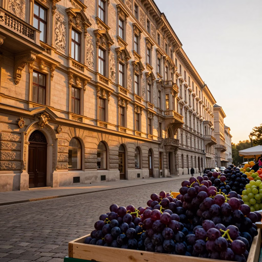 Street Scene in Vienna at Golden Hour in in Vienna, Austria