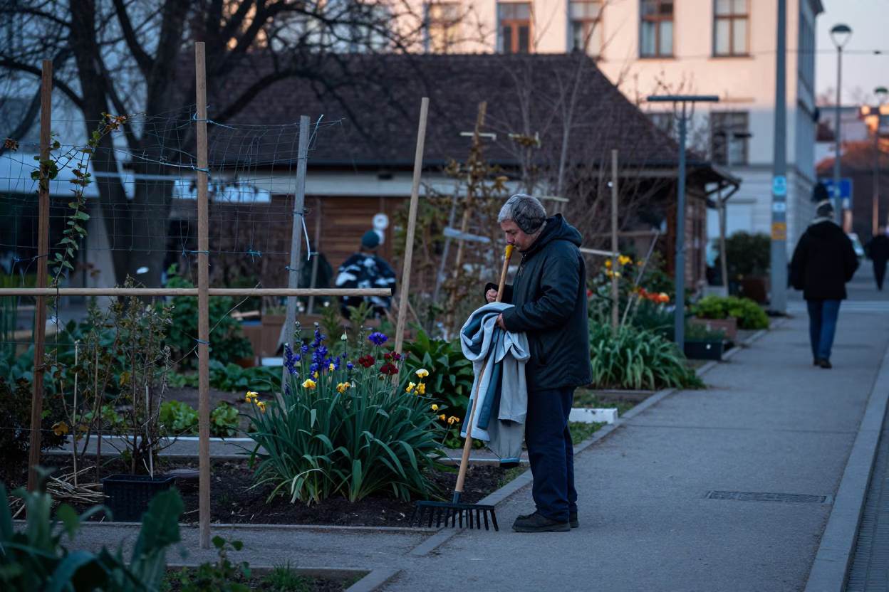 Street Scene in Vienna at Sunrise Light in in Vienna, Austria