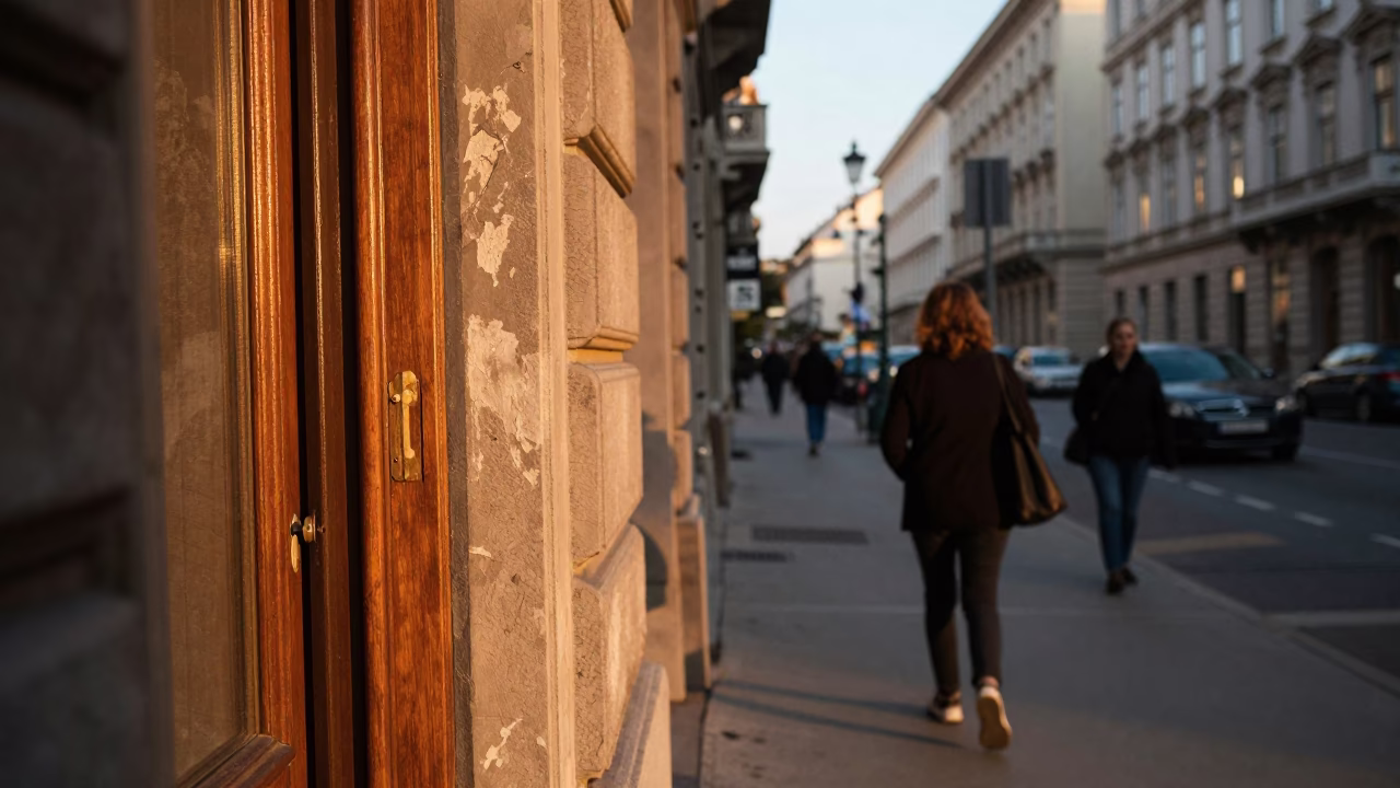 Street Scene in Vienna at The Late Afternoon Light in in Vienna, Austria