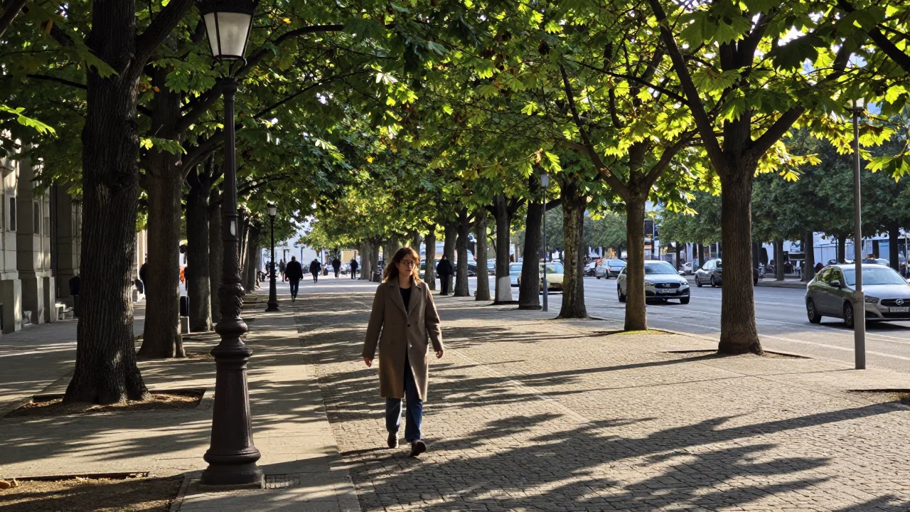 Street Scene in Vienna at The Late Afternoon Light in in Vienna, Austria