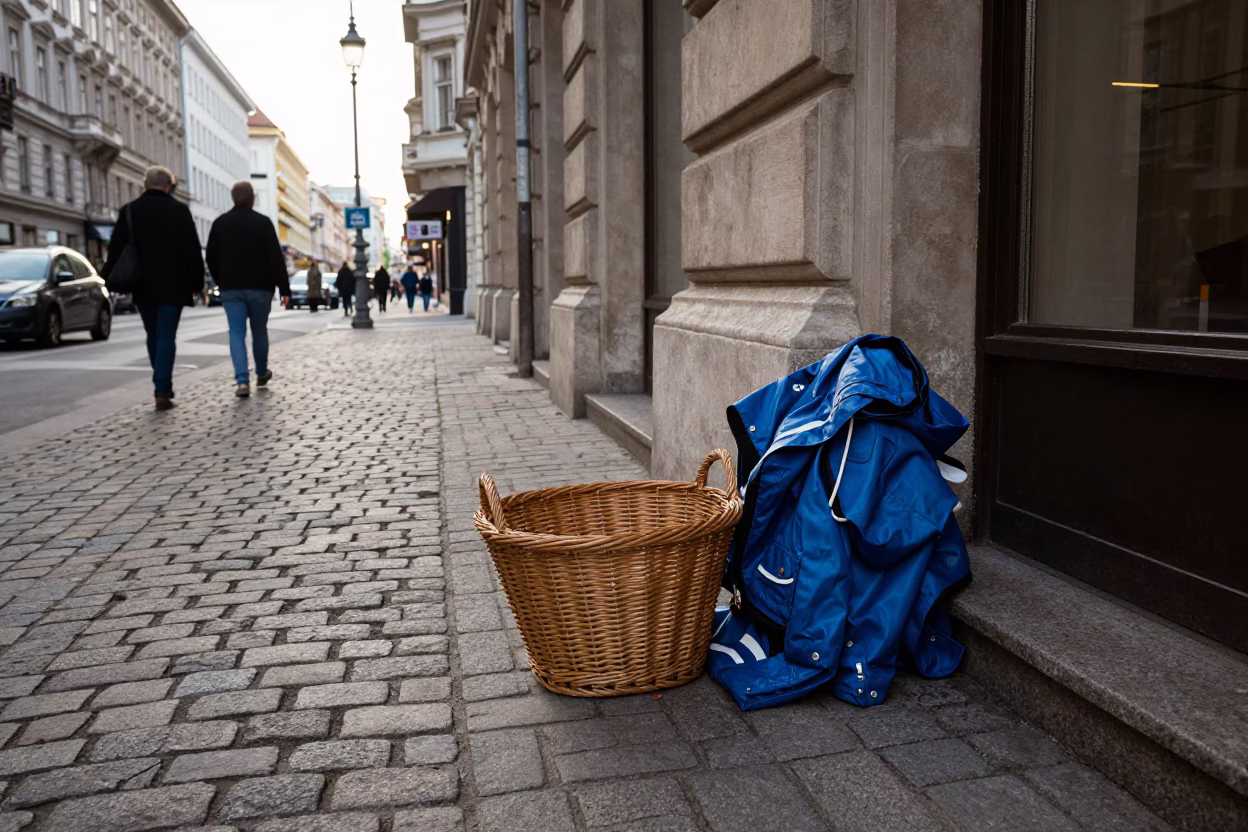 Street Scene in Vienna at The Late Morning Light in in Vienna, Austria
