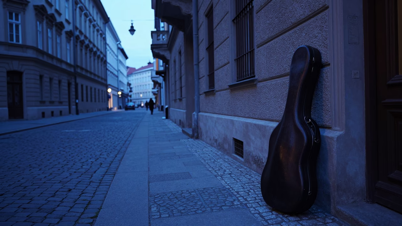 Street Scene in Vienna at The Still Hours Before Dawn Light in in Vienna, Austria