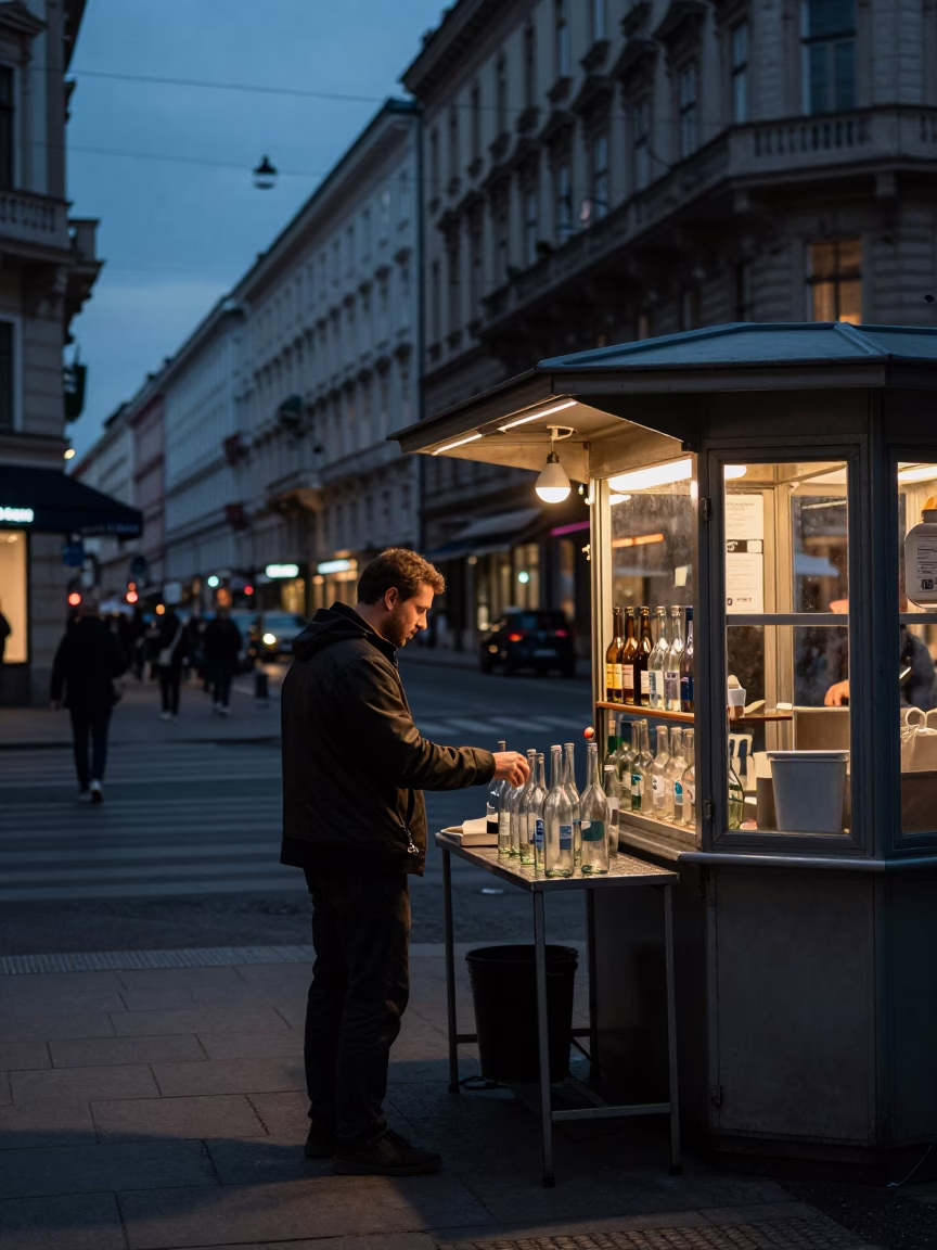 Street Scene in Vienna at Twilight in in Vienna, Austria