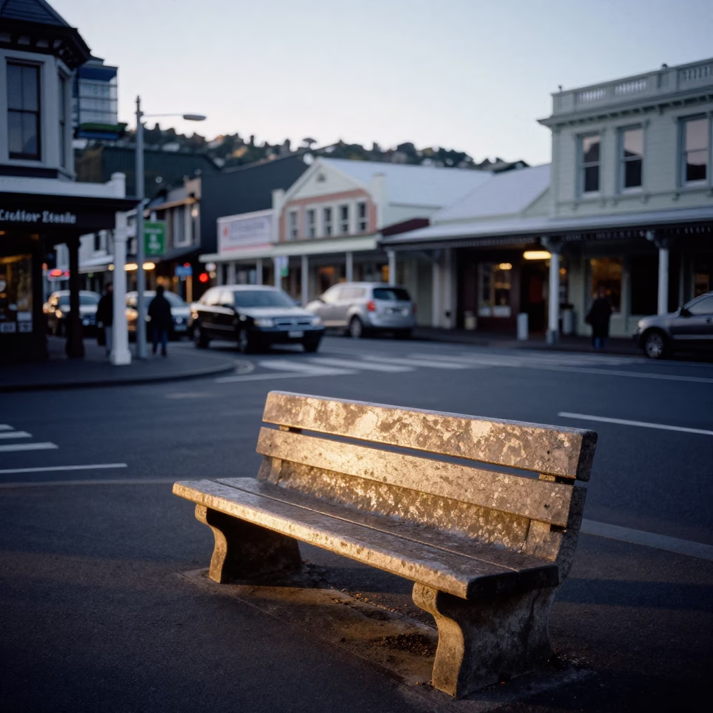 Street Scene in Wellington at The Early Evening Light in in Wellington, New Zealand