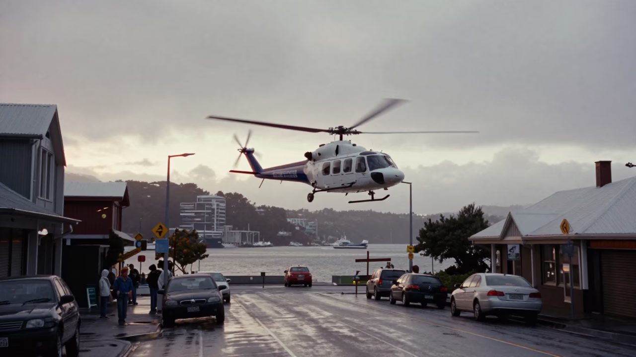 Street Scene in Wellington at The Early Morning Light in in Wellington, New Zealand