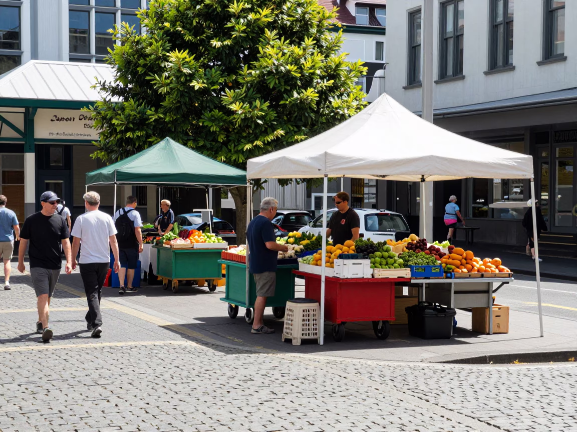 Street Scene in Wellington at The Flat Glare Of Noon Light in in Wellington, New Zealand