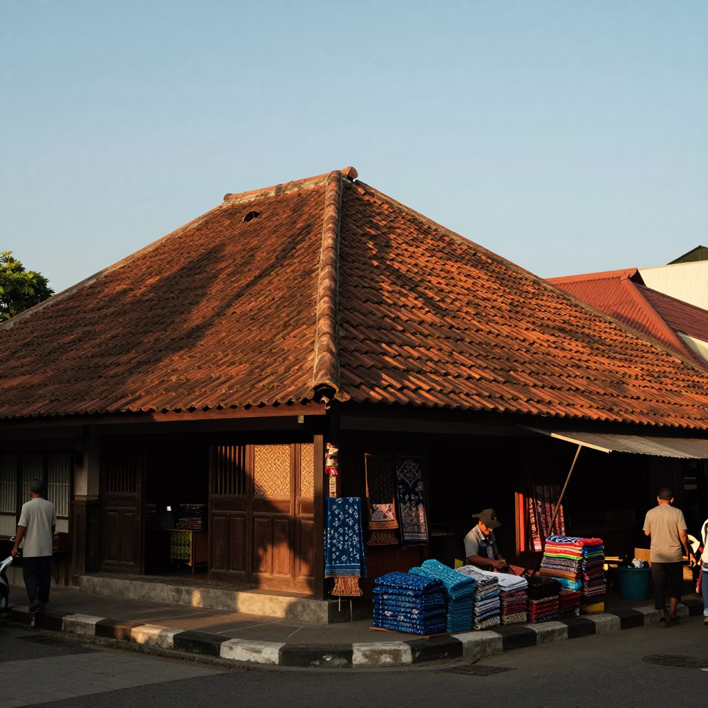 Street Scene in Yogyakarta at Golden Hour in in Yogyakarta, Indonesia