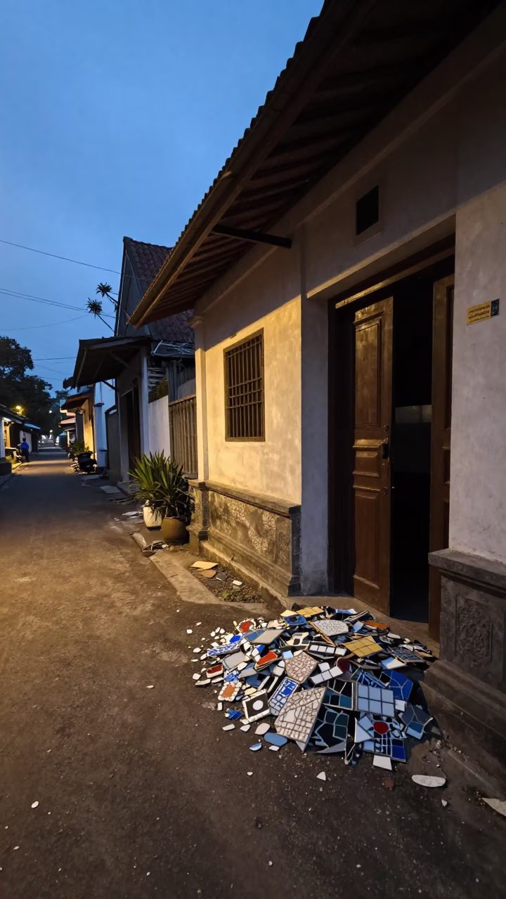 Street Scene in Yogyakarta at The Early Evening Light in in Yogyakarta, Indonesia