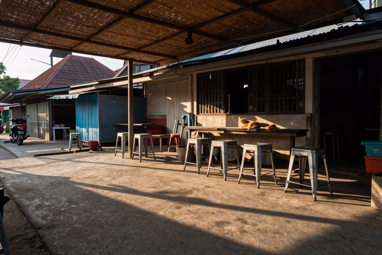 Street Scene in Yogyakarta at The Late Afternoon Light in in Yogyakarta, Indonesia