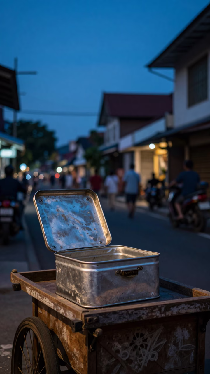 Street Scene in Yogyakarta at The Still Hours Before Dawn Light in in Yogyakarta, Indonesia
