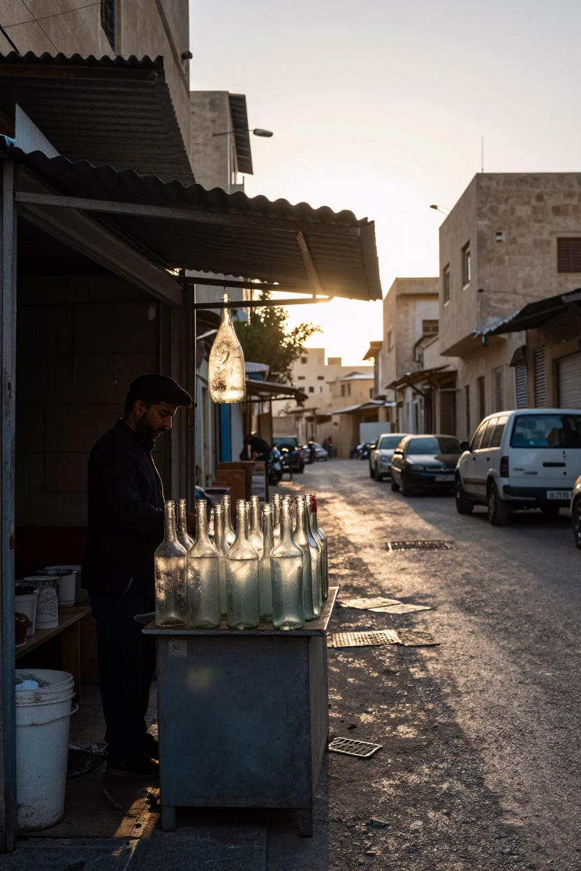 Street Scene just after sunrise in Alexandria in in Alexandria, Egypt