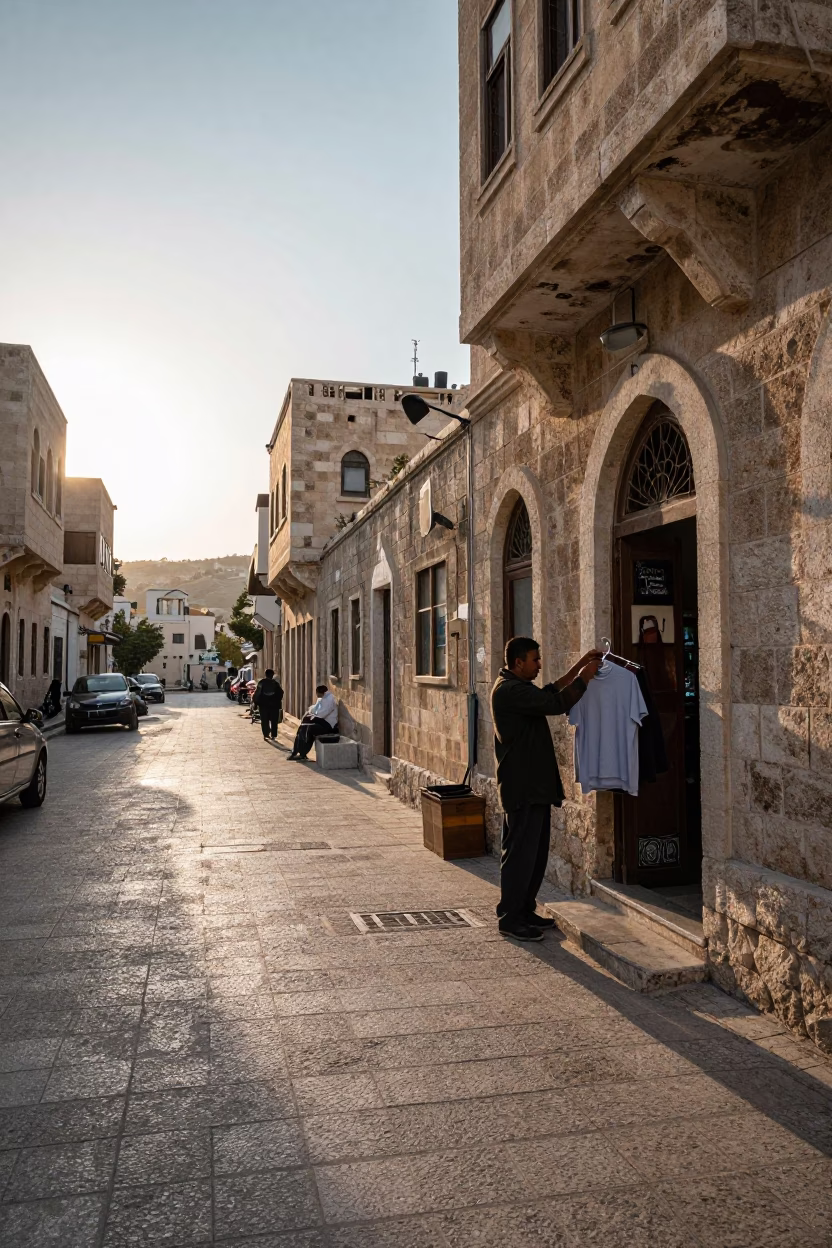Street Scene just after sunrise in Amman in in Amman, Jordan