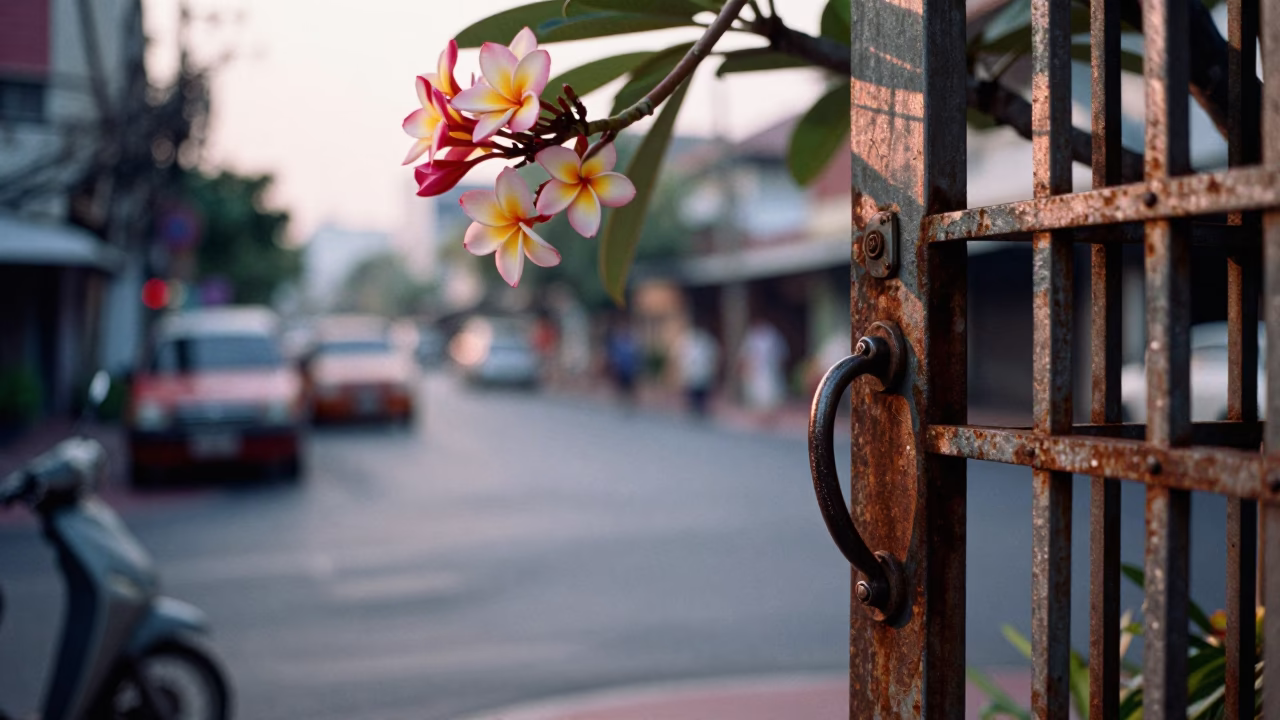 Street Scene just after sunrise in Bangkok in in Bangkok, Thailand