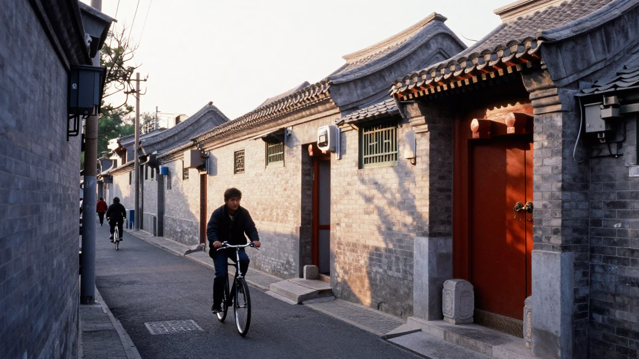 Street Scene just after sunrise in Beijing in in Beijing, China