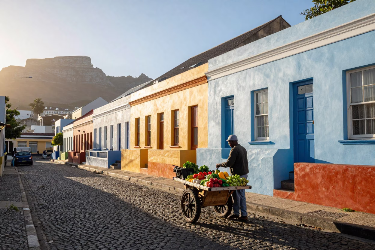 Street Scene just after sunrise in Cape Town in in Cape Town, South Africa