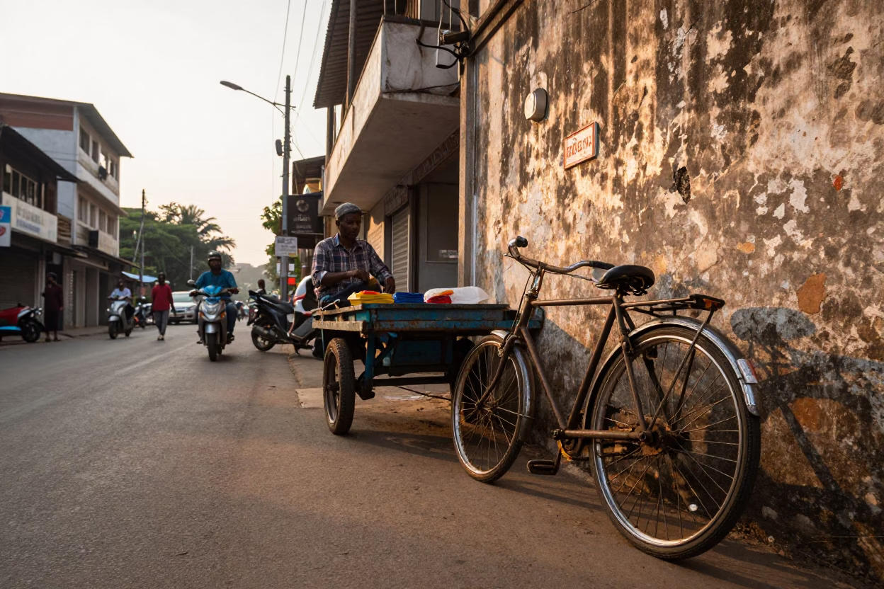 Street Scene just after sunrise in Chennai in in Chennai, India