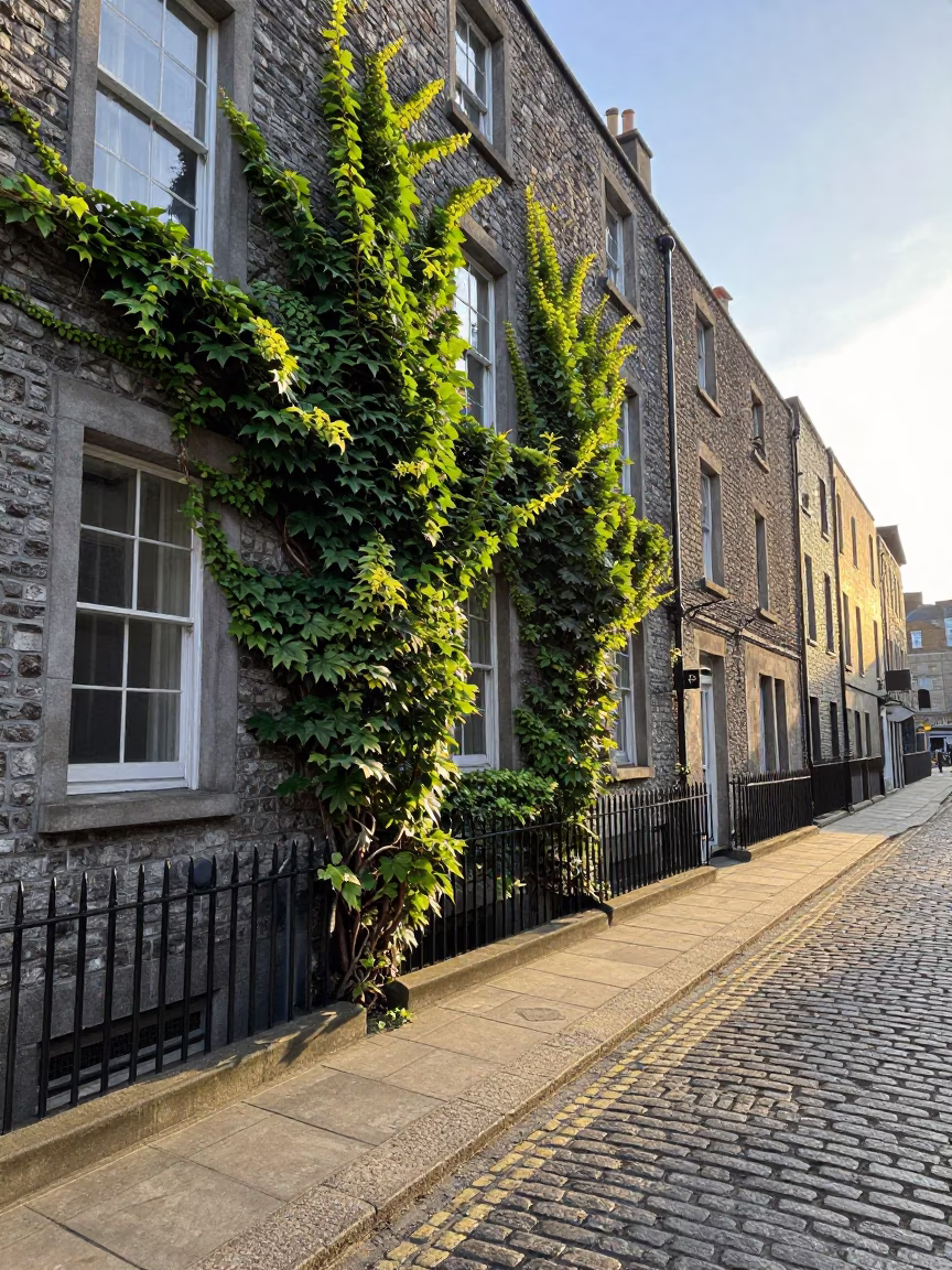 Street Scene just after sunrise in Dublin in in Dublin, Ireland